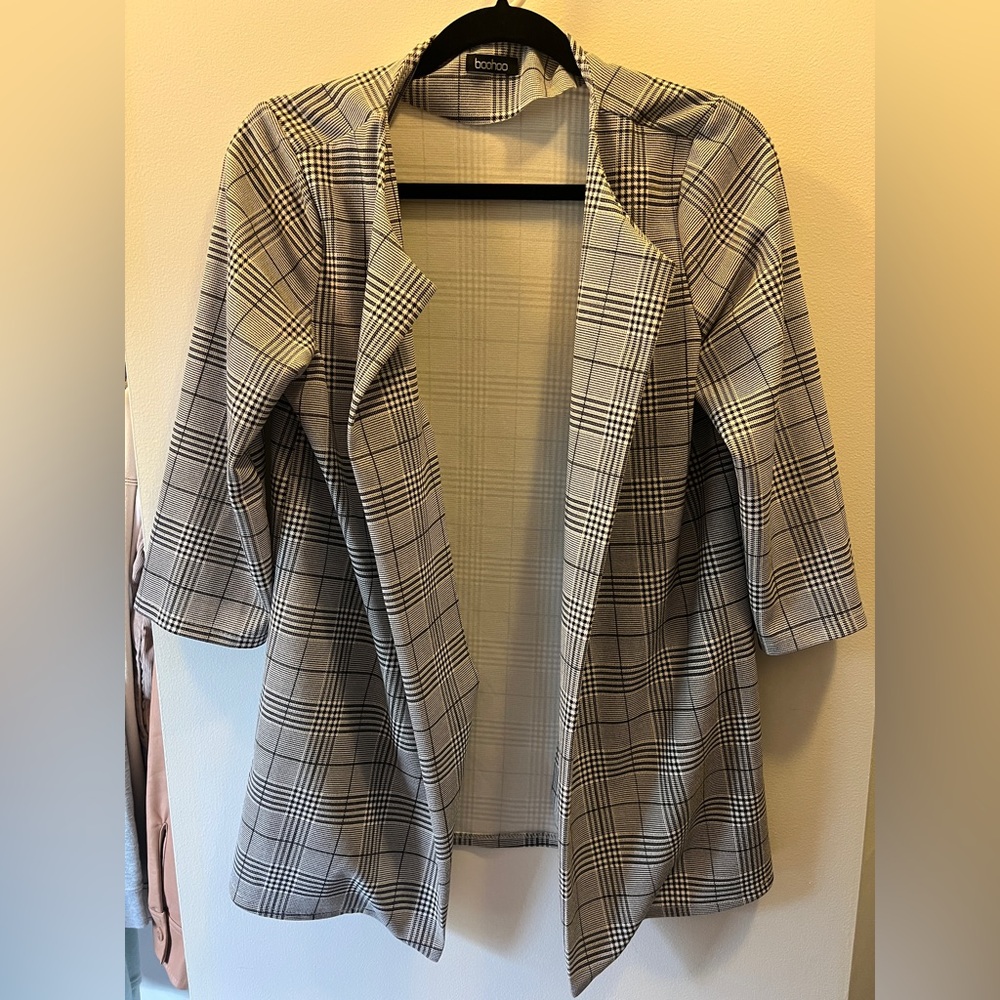 Plaid Open Front Blazer